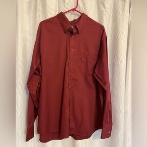 Kenneth Cole 100% cotton Burgundy Button Down Long Sleeve Shirt XXL